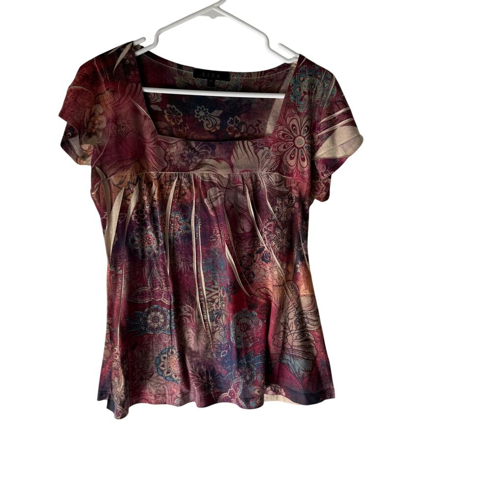 B.L.E.U Size Medium Y2k Fairy Grunge Whimsygoth Square Neck Rhinestone Top‎